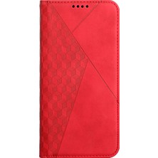 4U Sky Otomatik Emilen Manyetik Kapanış Eşkenar Desen Kasası Cilt Şok Geçirmez Deri Telefon Kapağı Xiaomi Redmi Note 11 Pro 5g (Çin) (Mediatek)/redmi Note 11 Pro+ 5g-Red (Yurt Dışından)