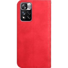 4U Sky Otomatik Emilen Manyetik Kapanış Eşkenar Desen Kasası Cilt Şok Geçirmez Deri Telefon Kapağı Xiaomi Redmi Note 11 Pro 5g (Çin) (Mediatek)/redmi Note 11 Pro+ 5g-Red (Yurt Dışından)