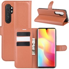 4U Sky Litchi Cilt Manyetik Deri Stand Kılıfı Xiaomi Mi Note 10 Lite-Brown (Yurt Dışından)