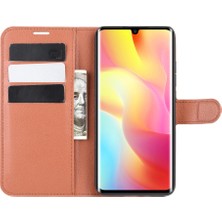 4U Sky Litchi Cilt Manyetik Deri Stand Kılıfı Xiaomi Mi Note 10 Lite-Brown (Yurt Dışından)