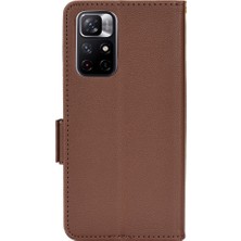 4U Sky Litchi Doku Pu Deri Stand Cüzdan Kılıfı Çift Manyetik Toka Şok Geçirmez Folio Xiaomi Için Redmi Not 11 5g (Çin) (Mediatek)/redmi Not 11T 5g/redmi Not 11S 5g-Brown (Yurt Dışından)