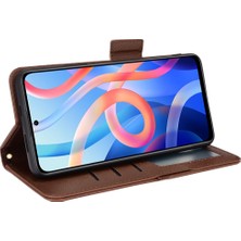 4U Sky Litchi Doku Pu Deri Stand Cüzdan Kılıfı Çift Manyetik Toka Şok Geçirmez Folio Xiaomi Için Redmi Not 11 5g (Çin) (Mediatek)/redmi Not 11T 5g/redmi Not 11S 5g-Brown (Yurt Dışından)