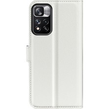 4U Sky Litchi Doku Pu Deri Deri Manyetik Flip Cüzdan Telefon Kılıfı Tam Vücut Koruma Stand Koruyucu Kapak Xiaomi Redmi Not 11 Pro+ 5g/redmi Not 11 Pro 5g (Çin) (Mediatek) -White (Yurt Dışından)