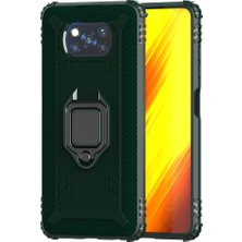 4U Sky Parmak Halkası Kickstand Telefon Kılıfı Tpu Koruyucu Kabuk Xiaomi Poco X3 Nfc/poco X3-Yeşil (Yurt Dışından)