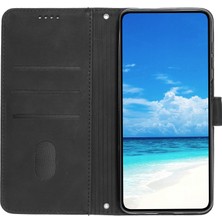 4U Sky Xiaomi Için Redmi 10A/POCO C31/REDMI 9c/9c Nfc Kalp Şekli Baskılı Telefon Kılıfı Pu Deri Deri Touch Hisset Cüzdan Stand Iyi Koruma Kabuğu Strap-Black (Yurt Dışından)