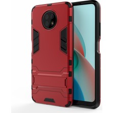 4U Sky 2'si 1 Arada Plastik+Tpu Hibrit Kasa Kickstand Kabuğu Xiaomi Redmi Note 9 5g/redmi Not 9t 5g-Red (Yurt Dışından)