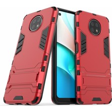 4U Sky 2'si 1 Arada Plastik+Tpu Hibrit Kasa Kickstand Kabuğu Xiaomi Redmi Note 9 5g/redmi Not 9t 5g-Red (Yurt Dışından)