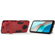 4U Sky 2'si 1 Arada Plastik+Tpu Hibrit Kasa Kickstand Kabuğu Xiaomi Redmi Note 9 5g/redmi Not 9t 5g-Red (Yurt Dışından)