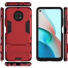 4U Sky 2'si 1 Arada Plastik+Tpu Hibrit Kasa Kickstand Kabuğu Xiaomi Redmi Note 9 5g/redmi Not 9t 5g-Red (Yurt Dışından)