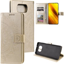 4U Sky Baskılı Mandala Çiçek Cüzdan Deri Kılıf Xiaomi Poco X3 Nfc/poco X3/x3 Pro-Gold (Yurt Dışından)