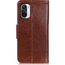 4U Sky Cüzdan Tasarımı Tam Koruma Nappa Doku Xiaomi Redmi K40/K40 PRO/K40 Pro+/mi 11I/POCO F3-Brown Için (Yurt Dışından)