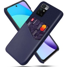 4U Sky Kumaş Doku Pu Deri+Pc Kart Yuvası Hibrit Telefon Kılıfı Xiaomi Redmi Için Koruyucu Kabuk Not 11 4g (Mediatek)/10 4g (2021)/10 2022 4g-Blue (Yurt Dışından)