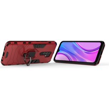 4U Sky Serin Koruma Halka Tutucu Kickstand Pc Tpu Hibrit Kasa Koruyucu Kabuk Xiaomi Redmi 9-Kırmızı (Yurt Dışından)