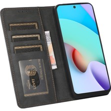 4U Sky Pu Deri Deri Dokunma Hissi Çizgileri Baskılı Otomatik Emici Telefon Kasası Cüzdanlı Xiaomi Redmi Not 11 5g (Çin) (Mediatek)/redmi Not 11T 5g/not 11S 5g-Black (Yurt Dışından)