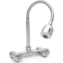 Arvenis Duvardan Klasik Mutfak Eviye Bataryası Oynar Kubar Başlıklı 2 Yıl Garantili Klasik Krom Kubar