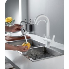 İsaoğlu Yapı Arıtmalı Mutfak Bataryası Beyaz Evye Musluğu Arıtıcılı Evye Musluğu Uzayan Sistem Beyaz Batarya