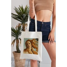Elimin Ucunda Birth Of Venüs Botticelli Model Baskılı Günlük Kullanım Özel Baskı Bez Omuz Çantası Hediyelik Tote Bag