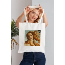Elimin Ucunda Birth Of Venüs Botticelli Model Baskılı Günlük Kullanım Özel Baskı Bez Omuz Çantası Hediyelik Tote Bag