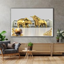 Altın Boğa ve Ayı Borsa Ekonomi Finans Dolar Altın Dünya Gold Lüks Dekor Kanvas Tablo AR030148