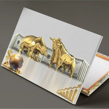 Altın Boğa ve Ayı Borsa Ekonomi Finans Dolar Altın Dünya Gold Lüks Dekor Kanvas Tablo AR030148