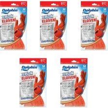 Dolphin Lateks Bulaşık Temizlik Eldiveni - Kırmızı - Orta Boy ( Medium ) - 8-8,5 - 5 Paket