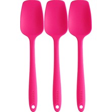 Viarella Silikon Kaşık Spatula Seti Yanmaz Yapışmaz Çizmez Fuşya 6'lı