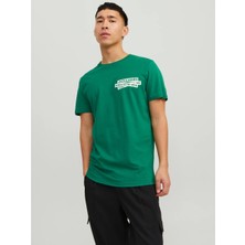 Jack & Jones Spirit Logo Erkek Yeşil Bisiklet Yaka Tişört