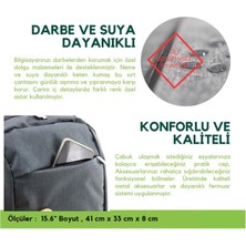 Badem10 Su Geçirmez Günlük Okul Sırt Çantası Notebook Laptop Bölmeli Tablet Evrak Çanta Kadın Erkek 15.6 Inç