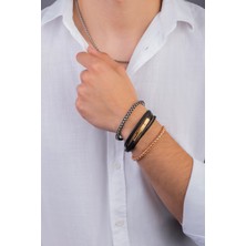 So CHIC Turuncu Ipli Erkek Çelik Ayarlanabilir Bileklik