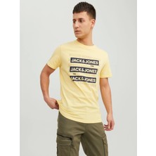 Jack & Jones Spirit Logo Erkek Sarı Bisiklet Yaka Tişört