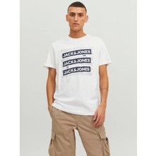 Jack & Jones Spirit Logo Erkek Beyaz Bisiklet Yaka Tişört