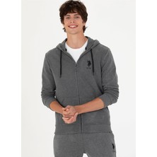 U.S. Polo Assn.  Kapüşon Yaka Antrasit Melanj Erkek Sweatshırt GARMANSK023