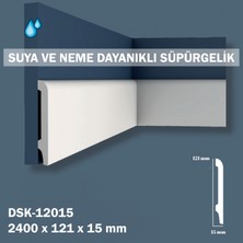 Dekoros 12 cm Beyaz Polimer Lake Süpürgelik Suya ve Neme Dayanıklı 1 Boy 240 Cm'dir ( 1 Pakette 17 Boy Vardır - Total 40,8 M )