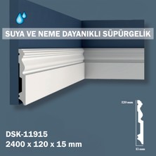 Dekoros 12 cm Beyaz Polimer Lake Süpürgelik Suya Darbeye Neme Dayanıklı 1 Boy 240 cm'dir. (1 Pakette 14 Boy Vardır - Total 33,6 M )