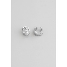 So CHIC Baget Rüyası 18 Ayar Beyaz Altın Kaplama Gümüş Halka Küpe