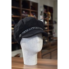 Shopiolog Kadın Siyah Denizci Şapka Kışlık Kaşe Kasket