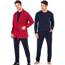 Pierre Cardin %100 Pamuk Penye Pijama Takım ve Ropdöşambır Çeyizlik Damat Seti