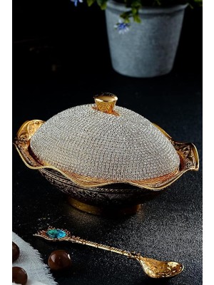 İstanbul Gift Shop Swarovski Tipi Kristal Kaplamalı Işlemeli Büyük Şekerlik/lokumluk.