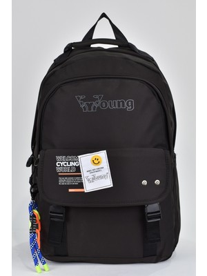 Ççs Unisex Çok Gözlü Günlük Seyahat Okul Sırt Çantası Siyah 51590