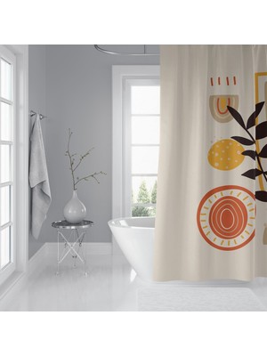 Tropik Home Banyo Duş Perdesi Bitki Desen Renkli Dijital Baskılı Banyo Perdesi, Tek Kanat C HALKALI-180X200 cm