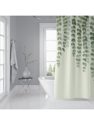 Tropik Home Banyo Duş Perdesi Sarmaşık Desen Yeşil Dijital Baskılı Banyo Perdesi, Tek Kanat C HALKA-180X200 cm