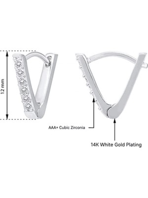 Fsfyb V-Şekilli Küpe Kübik Zirkonya Çivili Küçük Halka Küpe Kadınlar Için --- Gümüş (Yurt Dışından)