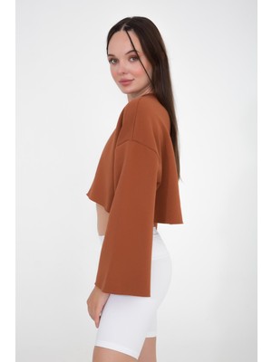 Gabriel Bisiklet Yaka Crop Sweatshirt