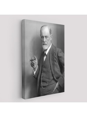 Doğal Tercih Sigmund Freud Elinde Puro ile Siyah Beyaz Fotoğrafı Kanvas TABLO-5238