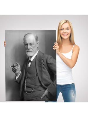 Doğal Tercih Sigmund Freud Elinde Puro ile Siyah Beyaz Fotoğrafı Kanvas TABLO-5238