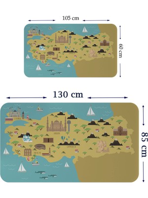Doğal Tercih Eğitici ve Öğretici Dekoratif Cocuk Odası Türkiye Haritası Duvar Sticker 3877