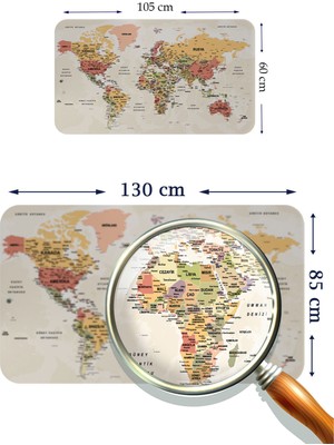 Doğal Tercih Eğitici Öğretici Dünya ve Türkiye Haritası Çocuk Odası Duvar Sticker 3890