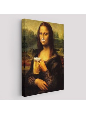 Doğal Tercih Bira Içme Mona Lisa Kanvas Tablo, Olağandışı Mona Lisa Kanvas TABLO-5219