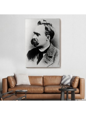 Doğal Tercih Friedrich Nietzsche Siyah Beyaz Dekoratif Kanvas TABLO-5963