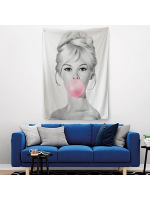 Harita Sepeti Brigitte Bardot Kabarcık Sakızlı Dekoratif Duvar Örtüsü - Halısı-5108-1